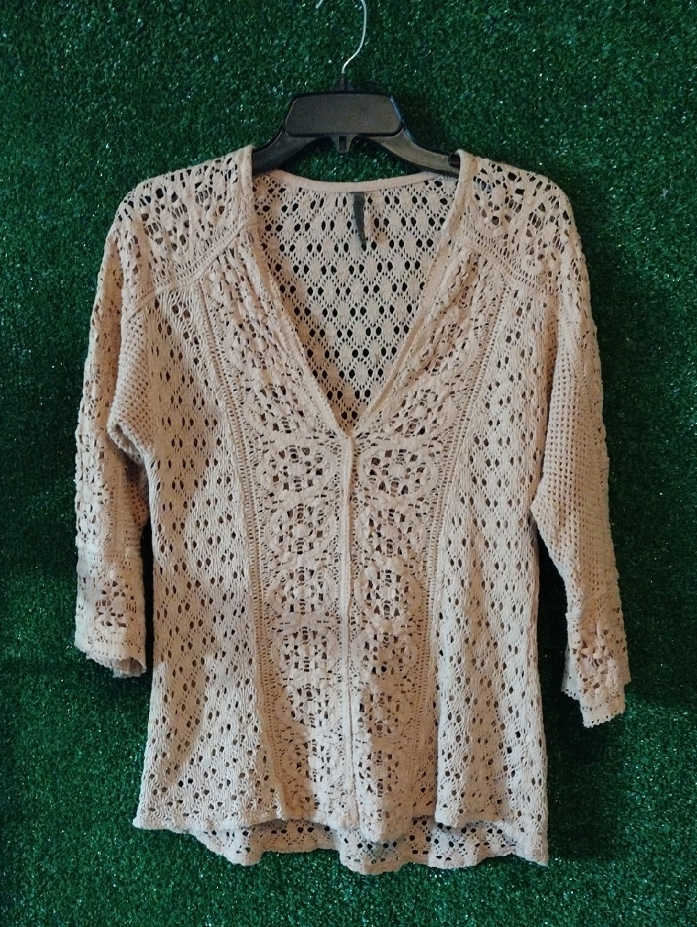XCVI Openwork Crochet Pullover - Tan